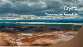  Presentation with geothermal - PPT theme featuring bad lands - extremely vivid multicolored land background and a ocean colored foreground