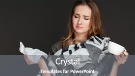 Presentation with photo - Audience pleasing presentation theme consisting of bad luck - photo of young sick woman backdrop and a gray colored foreground
