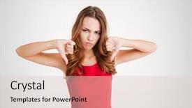  Presentation with red black and white - Presentation theme enhanced with bad luck - portrait of upset unsatisfied brunette background and a lemonade colored foreground