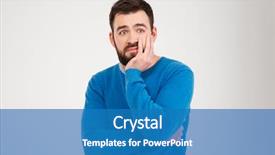  Presentation with sad - Presentation design with bad luck - sad man standing isolated background and a teal colored foreground