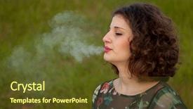  Presentation with cigar - Amazing PPT theme having bad lung - casual young woman smoking backdrop and a tawny brown colored foreground