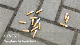  Presentation with asphalt - Audience pleasing presentation theme consisting of bad lung - cigarette butts on asphalt backdrop and a gray colored foreground