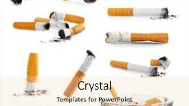  Presentation with cigarette - Audience pleasing PPT theme consisting of bad lung - collage of cigarette butts backdrop and a lemonade colored foreground