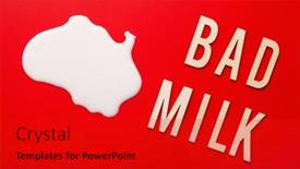  Presentation with milk dairy - PPT theme having bad-milk-word-letter-text background and a red colored foreground