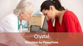  Presentation with depressed - Cool new PPT theme with bad news - american doctor with depressed woman backdrop and a red colored foreground