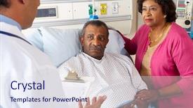  Presentation with bad news - Beautiful slide deck featuring bad news - doctor talking to senior couple backdrop and a sky blue colored foreground