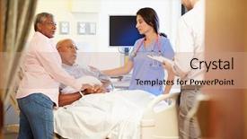  Presentation with team meeting - Presentation theme consisting of bad news - medical team meeting with senior background and a coral colored foreground