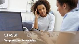  Presentation with test - Presentation theme featuring bad news - nurse showing patient test results background and a coral colored foreground