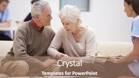  Presentation with nurse discussing family - Presentation theme with bad news - senior couple discussing test results background and a coral colored foreground