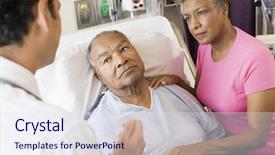  Presentation with bad news - Slides having bad news - senior couple talking to doctor background and a sky blue colored foreground