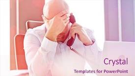  Presentation with adult teaching - Presentation featuring bad news - tired mid adult businessman using background and a lemonade colored foreground