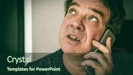  Presentation with bad news - Presentation theme featuring bad news sad adult man background and a forest green colored foreground