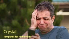  Presentation with bad news - PPT theme consisting of bad-news-surprised-upset-man background and a tawny brown colored foreground