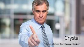  Presentation with business - Presentation theme enhanced with bad order - business man showing no sign background and a light blue colored foreground