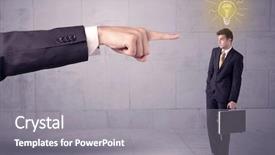  Presentation with glowing light bulb light bulb - PPT theme having bad order - huge ordering hand pointing background and a gray colored foreground