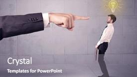  Presentation with glowing light bulb light bulb - Audience pleasing theme consisting of bad order - huge ordering hand pointing backdrop and a gray colored foreground