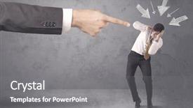  Presentation with arrows - Slides having bad order - office boss blaming young amateur background and a gray colored foreground