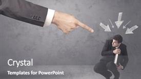  Presentation with arrows - Colorful slide set enhanced with bad order - office boss blaming young amateur backdrop and a gray colored foreground