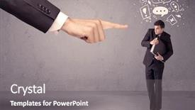  Presentation with question marks - Presentation enhanced with bad order - young confused businessman being fired background and a gray colored foreground