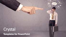  Presentation with people lost money fired businessman - Beautiful PPT theme featuring bad order - young confused businessman being fired backdrop and a gray colored foreground