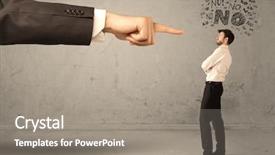  Presentation with employee - Presentation design featuring bad order - young employee disagreeing and arguing background and a gray colored foreground