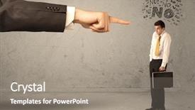  Presentation with employee - Slide deck enhanced with bad order - young employee disagreeing and arguing background and a gray colored foreground