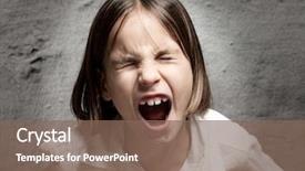  Presentation with close up baby girl knitted - PPT layouts having bad people - little girl screaming with eyes background and a violet colored foreground