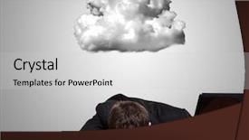  Presentation with clock and desk - Colorful presentation theme enhanced with bad people - worried and stressed businessman lying backdrop and a light gray colored foreground