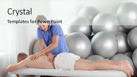  Presentation with example - Beautiful slides featuring posture of masseur during massage backdrop and a sky blue colored foreground