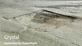  Presentation with road quality - PPT layouts with bad quality road with potholes background and a  colored foreground