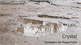  Presentation with road quality - Presentation design featuring bad quality road with potholes background and a light gray colored foreground