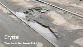  Presentation with road quality - Cool new PPT layouts with bad quality road with potholes backdrop and a gray colored foreground