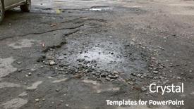  Presentation with road quality - Beautiful slides featuring bad quality road with potholes backdrop and a gray colored foreground
