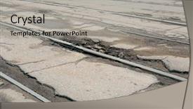  Presentation with road quality - PPT theme consisting of bad quality road with potholes background and a light gray colored foreground