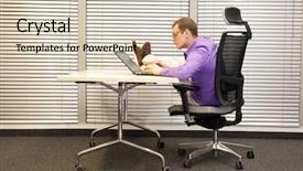  Presentation with posture - PPT theme featuring bad sitting posture at workstation background and a soft green colored foreground