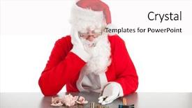  Presentation with piggy bank - Presentation theme featuring bad situation - santa had damaged his piggy background and a sky blue colored foreground