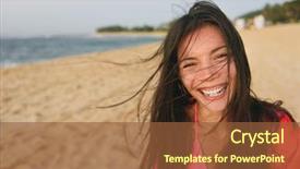  Presentation with healthy living - PPT theme consisting of bad times - happy laughing young asian woman background and a tawny brown colored foreground