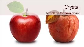  Presentation with bad apple - Beautiful presentation featuring bad times - wrinkled and fresh apple isolated backdrop and a lemonade colored foreground