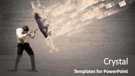  Presentation with umbrella - PPT theme consisting of bad weather - business man protecting with umbrella background and a gray colored foreground