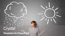  Presentation with business woman standing on maze - Theme with bad weather - pretty young woman standing background and a gray colored foreground