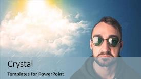  Presentation with bad weather - Amazing presentation theme having bad weather - young person looking with sunglasses backdrop and a light blue colored foreground
