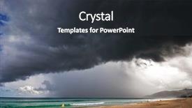  Presentation with bad weather - Colorful PPT theme enhanced with bad weather around tropical island backdrop and a dark gray colored foreground