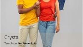  Presentation with umbrella protection - Slide deck with bad-weather-overcast-and-protection background and a mint green colored foreground