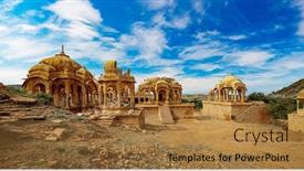  Presentation with rajasthan - Amazing PPT theme having bada-bagh-also-called-barabagh backdrop and a coral colored foreground