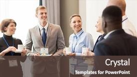  Presentation with international education - Slide set enhanced with name badge - business and education concept background and a tawny brown colored foreground