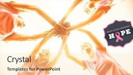  Presentation with breast cancer shirt - Theme enhanced with badge against women wearing pink background and a lemonade colored foreground