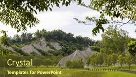  Presentation with geological - PPT theme having badlands-geological-landscape-of-tianliao background and a tawny brown colored foreground