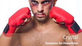  Presentation with boxer - Beautiful PPT theme featuring badly-beaten-boxer-isolated backdrop and a coral colored foreground