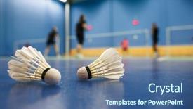  Presentation with badminton - Presentation theme consisting of badminton - badminton courts with players background and a ocean colored foreground