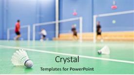  Presentation with badminton - Audience pleasing slides consisting of badminton - badminton courts with players backdrop and a mint green colored foreground